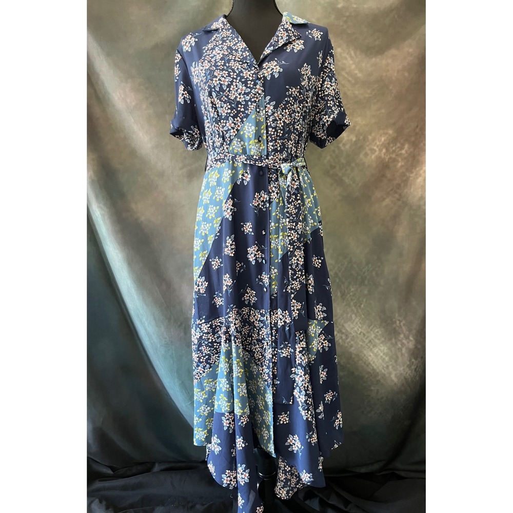 Nanette Lepore Blue Floral Midi Dress